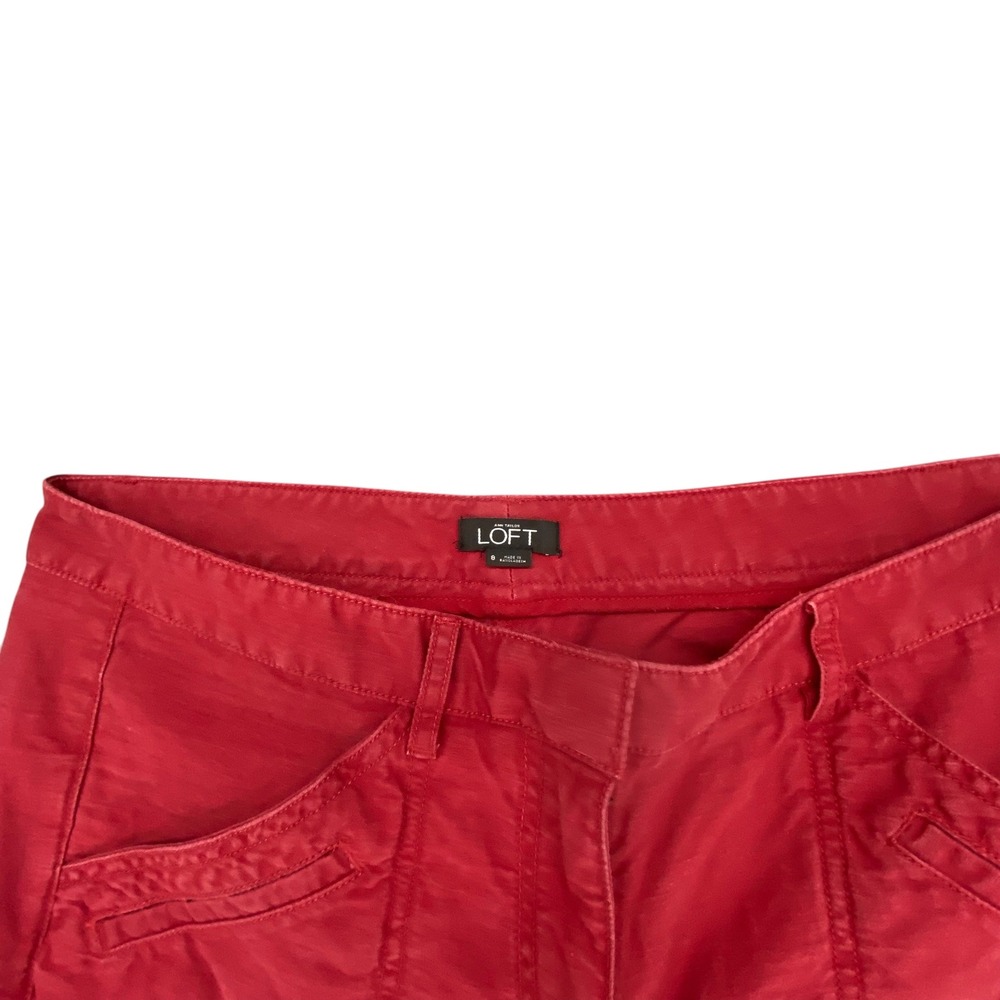 LOFT Red Chinos Pants Utility Pockets Casual Everyday Trousers Size 6 - Picture 2 of 9